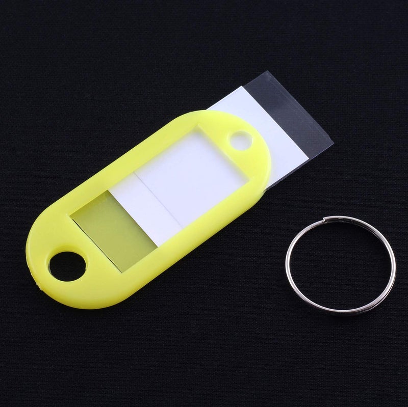 Lind Kitchen 40pcs Yellow Key Ring Label Tags Plastic Keys Holder and Identifier Name Number Address Information Label Card for Keys ID 5x2.2cm - Image 4